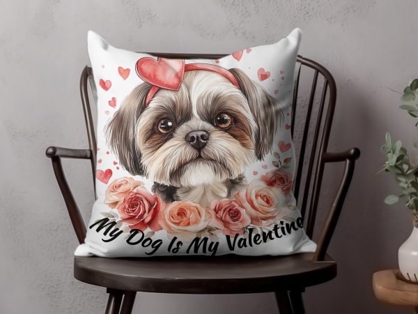 Adorable Dog with Roses Valentine Sublimation Design PNG - Image 4