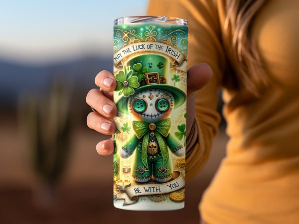 May The Luck Of The Irish Leprechaun Theme 20oz Skinny Sublimation Tumbler Wrap - Image 2