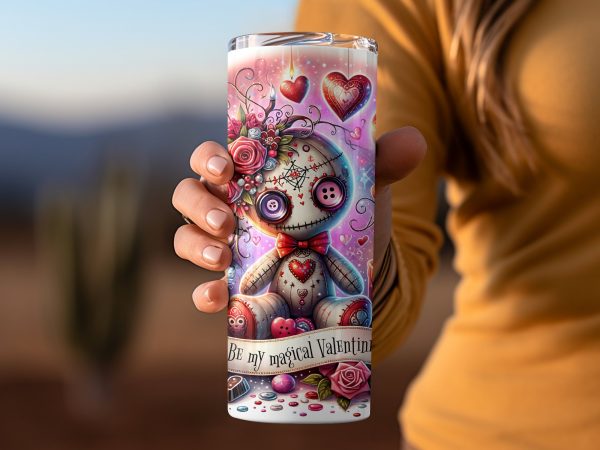 Be My Magical Valentine 20oz Skinny Sublimation Tumbler Wrap - Image 2