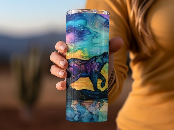 Colorful Bear Galaxy Scene 20oz Sublimation Tumbler Wrap - Image 2