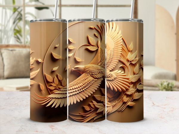 Majestic Eagle on Branch 20oz Skinny Tumbler Wrap Sublimation PNG