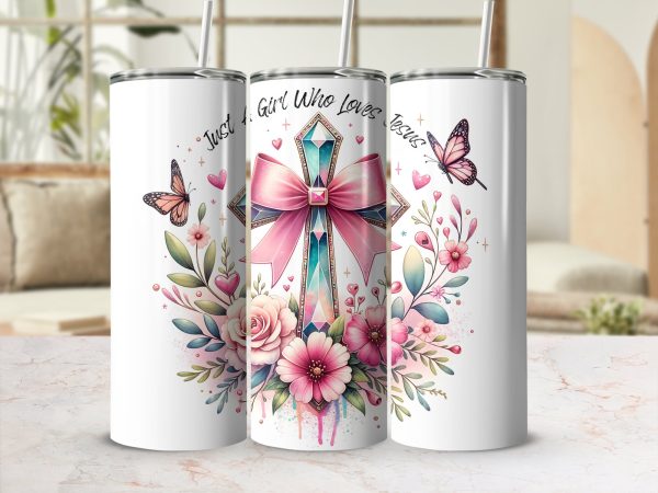 Just A Girl Who Loves Jesus 20oz Skinny Sublimation Tumbler Wrap