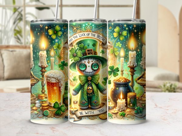 May The Luck Of The Irish Leprechaun Theme 20oz Skinny Sublimation Tumbler Wrap