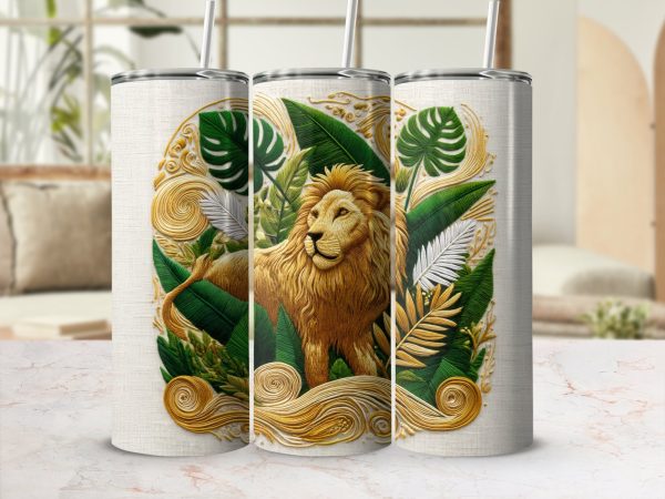 Regal Lion Jungle Foliage 20oz Skinny Tumbler Sublimation Wrap