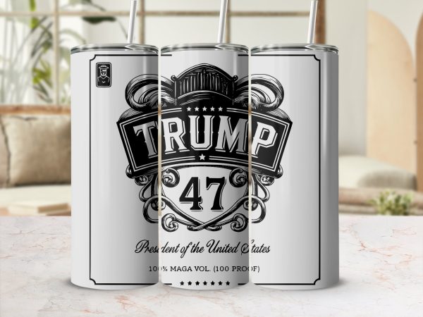 Trump 47 20oz Skinny Tumbler Wrap PNG, President Trump Tumbler Design, MAGA Vol Wrap, Digital Download for Skinny Tumbler