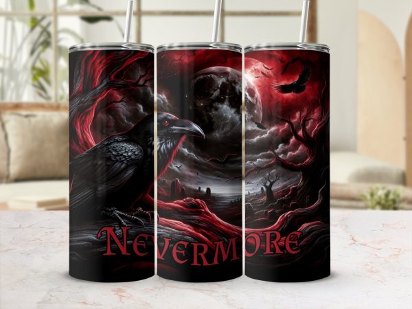 Dark Night Raven Gothic Art 20oz Skinny Tumbler Sublimation Wrap