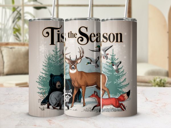 Tis the Season Wildlife 20oz Skinny Tumbler Sublimation Wrap