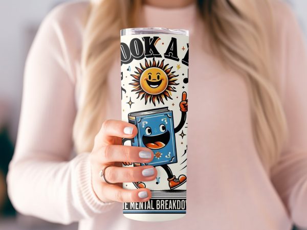 A Book A Day Mental Breakdown 20oz Skinny Tumbler Sublimation Wrap - Image 2