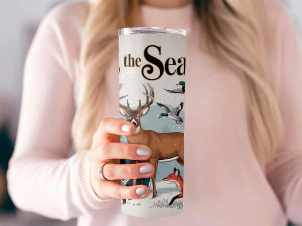 Tis the Season Wildlife 20oz Skinny Tumbler Sublimation Wrap - Image 2