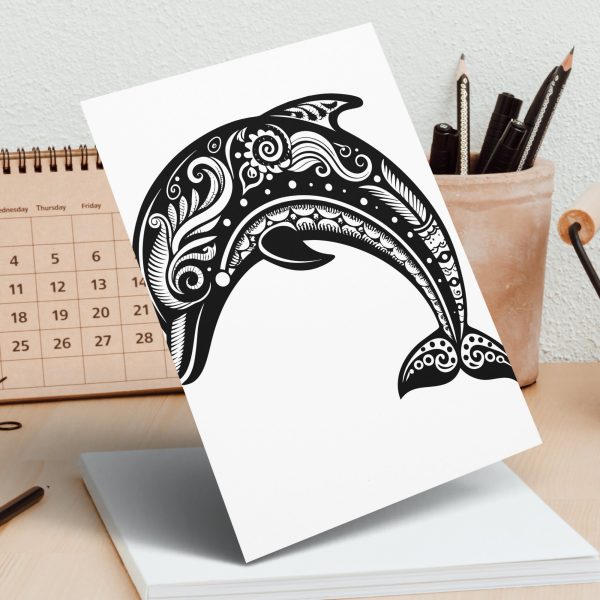 Ornate Dolphin Silhouette Laser SVG Design - Image 3