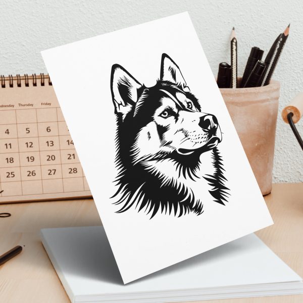 Intricate Husky Dog Face Illustration SVG Design Element - Image 5