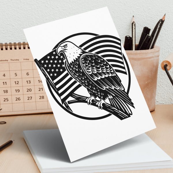 Bald Eagle With Flag SVG Design For Laser & Cutting Machines - Image 2