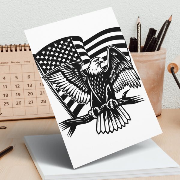 Majestic Eagle With American Flag SVG Design For Laser & Cutting Machines - Image 2