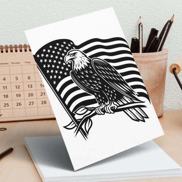 American Eagle with Flag SVG Design For Laser & Cutting Machines - Image 2