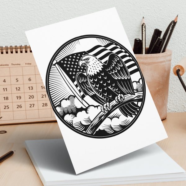 Majestic Eagle and American Flag SVG Design For Laser & Cutting Machines - Image 2