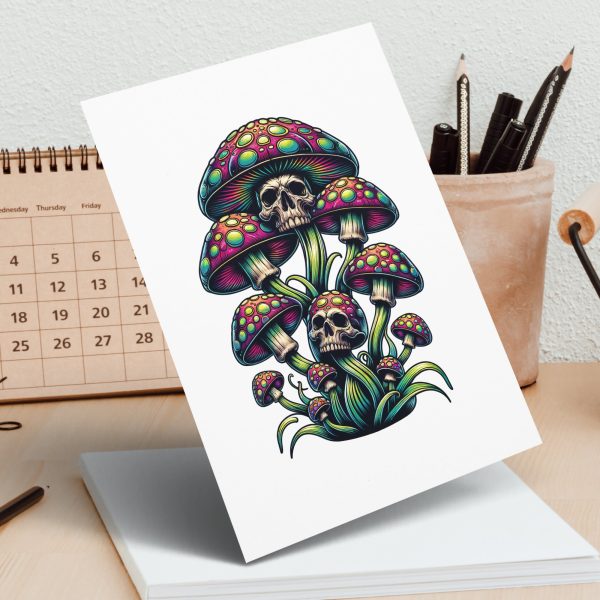 Psychedelic Skulls and Mushrooms 300 DPI Transparent PNG Sublimation Design - Image 4