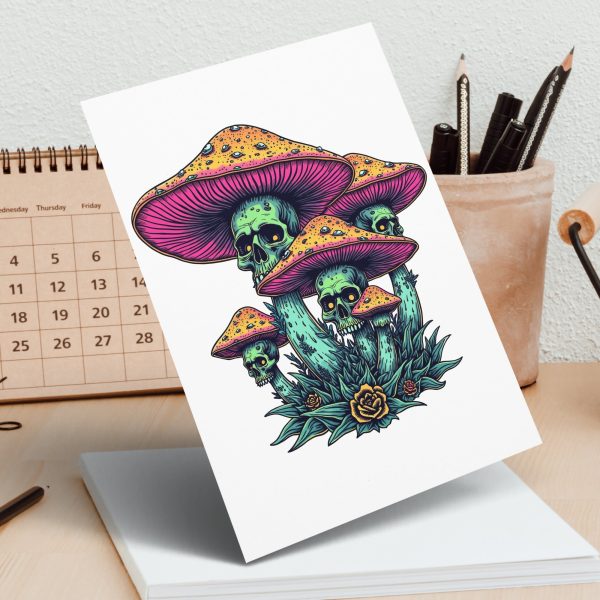 Skull Mushrooms Illustration 300 DPI Transparent PNG Sublimation Design - Image 4