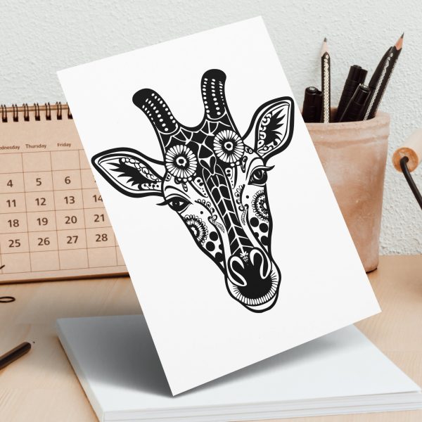 Intricate Giraffe Face Art Decorative Digital Laser SVG Design - Image 3