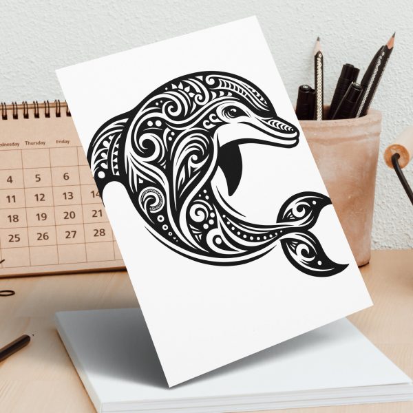 Ornate Tribal Dolphin Laser SVG Design Element - Image 5