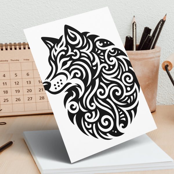 Elegant Wolf Head Silhouette Laser SVG Design Element - Image 5