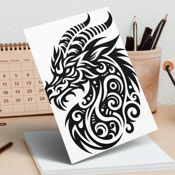 Majestic Dragon Illustration Laser SVG Design Element - Image 5