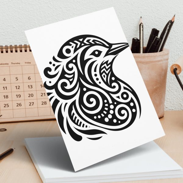 Ornate Bird Head Art Laser SVG Design Element - Image 5