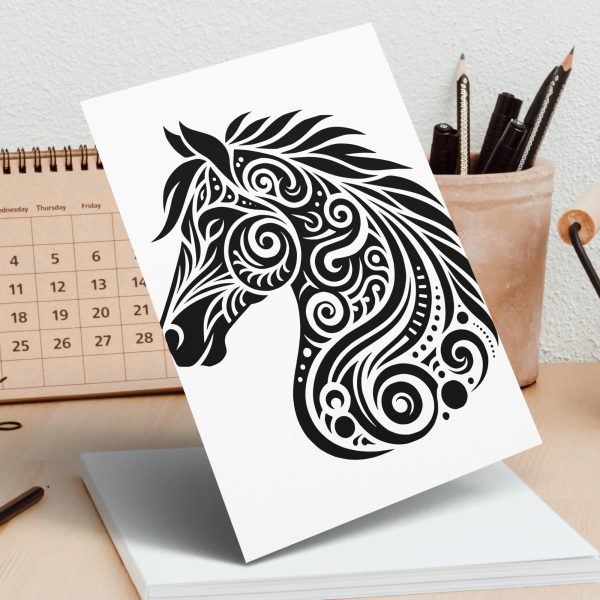 Horse-Themed Decorative Pattern Laser SVG Design Element - Image 5