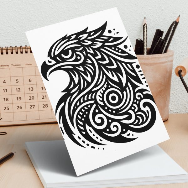 Detailed Eagle Head Tribal Pattern Laser SVG Design Element - Image 5