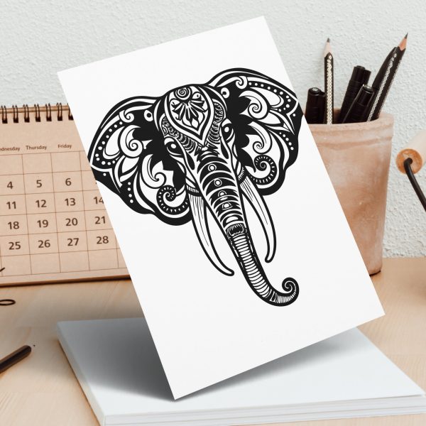 Ornate Elephant Head Mandala Pattern Laser SVG Design - Image 3