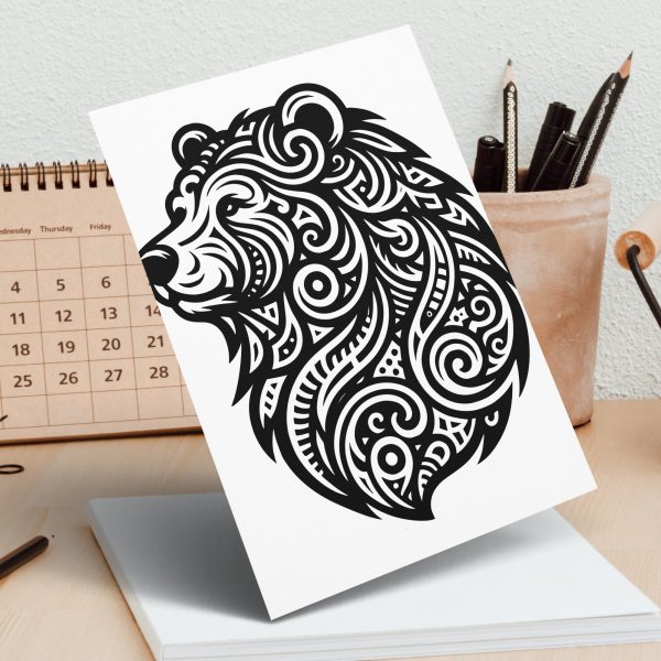 Majestic Bear Head Detailed Laser SVG Design Element - Image 5