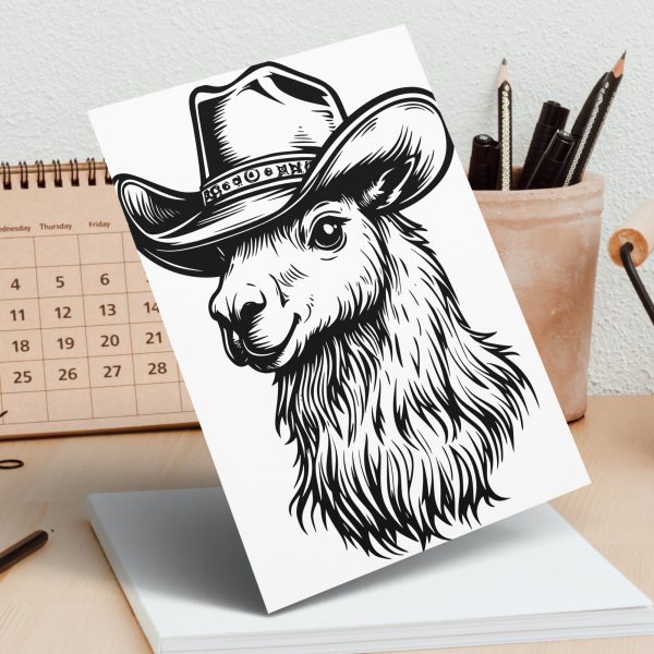 Cowboy Hat Llama Western Laser SVG Design Element - Image 5