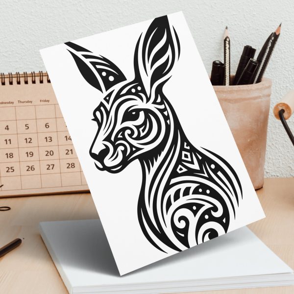 Kangaroo Head Tribal Pattern Laser SVG Design Element - Image 5