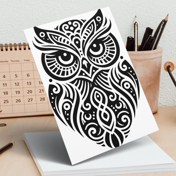 Elegant Owl Pattern Laser SVG Design Element - Image 5