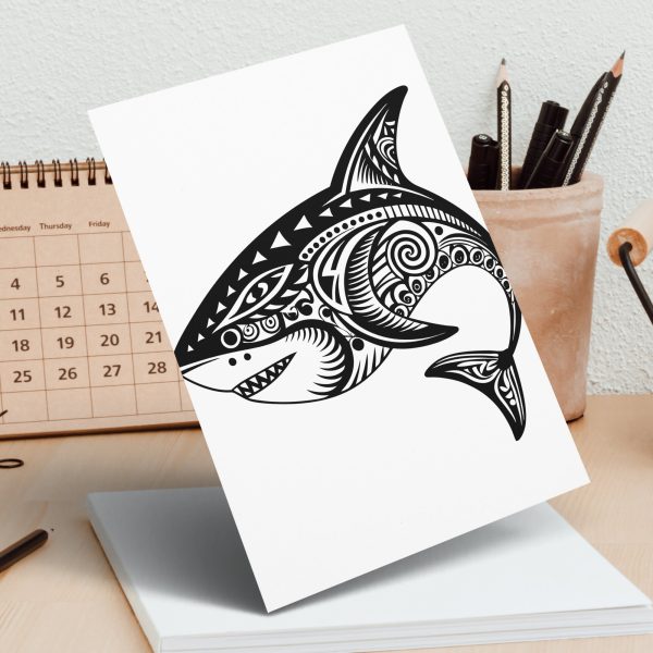 Detailed Tribal Shark Pattern Laser SVG Design - Image 3