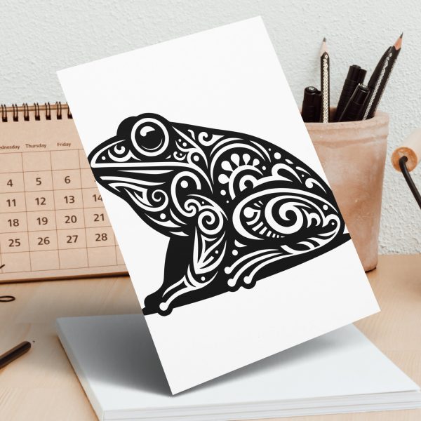 Tribal Frog Silhouette Pattern Laser SVG Design Element - Image 5