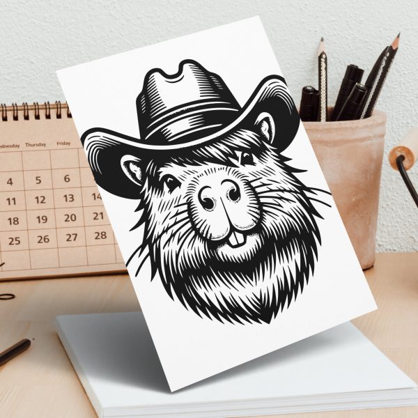 Adorable Cowboy Beaver Laser SVG Design Element - Image 5