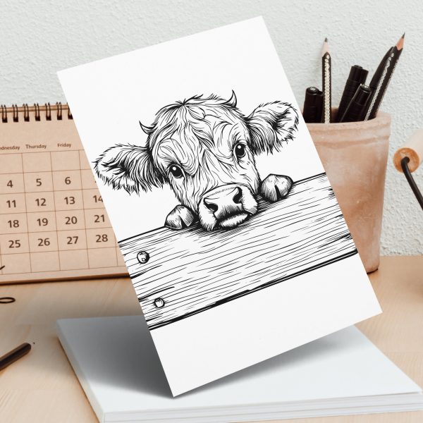 Adorable Highland Cow with Wooden Sign Laser SVG Design Element - Image 5