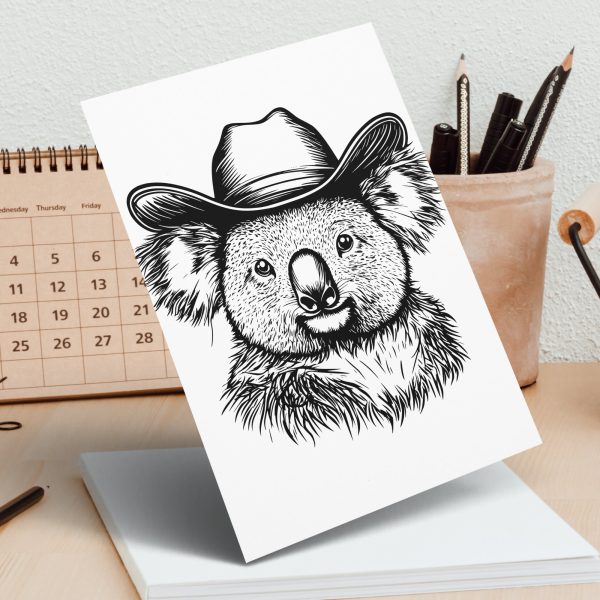 Realistic Koala Bear with Hat Laser SVG Design Element - Image 5