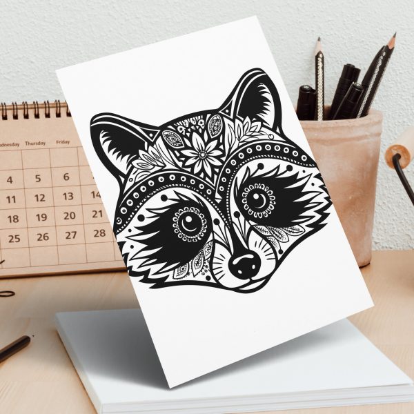 Intricate Raccoon Head Mandala Art Laser SVG Design - Image 3