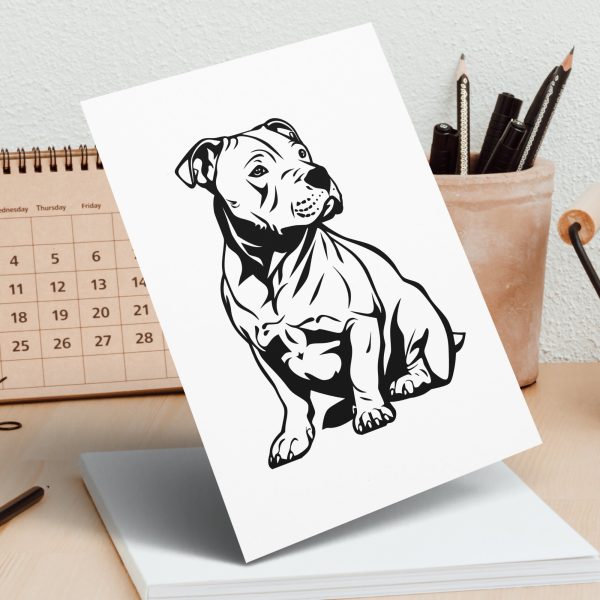 Playful Sitting Pitbull Dog SVG Design Element - Image 5