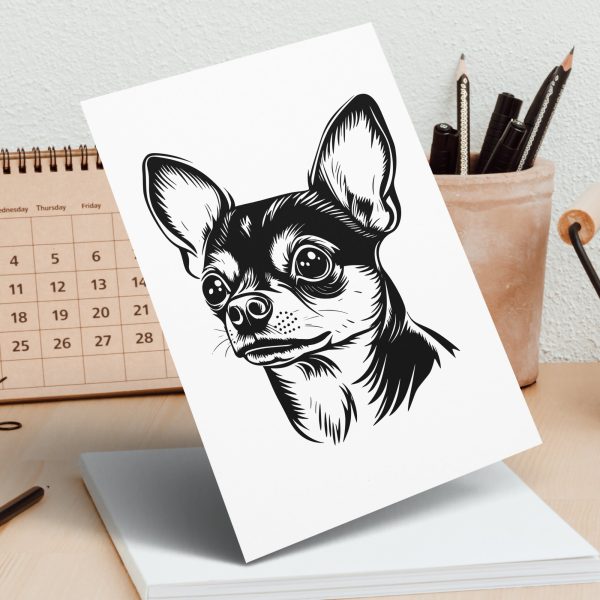 Detailed Chihuahua Portrait Sketch SVG Design Element - Image 5