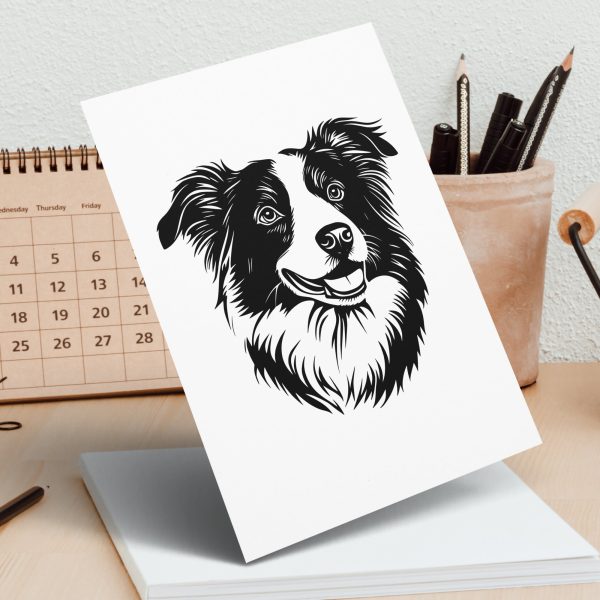 Border Collie Dog Portrait Detailed SVG Design Element - Image 5