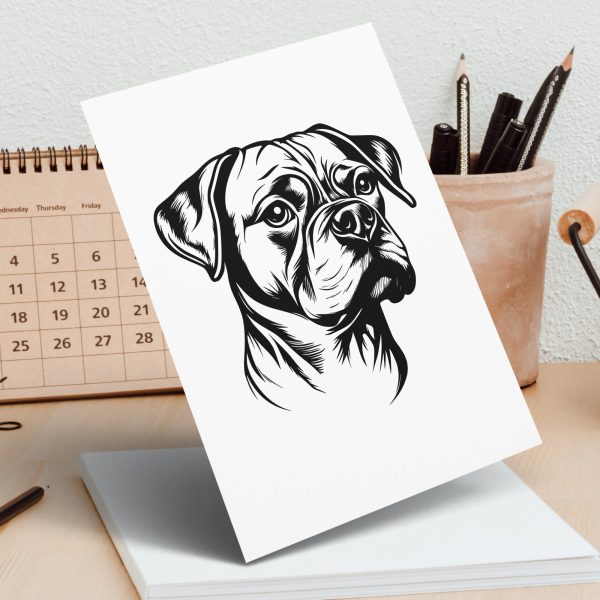 Realistic Boxer Dog Head with Detailed Lines SVG Design Element - Image 5