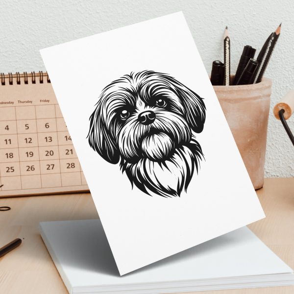 Shih Tzu Dog Head Art SVG Design Element - Image 5