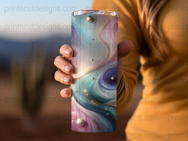 Cosmic Swirls and Stars 20oz Skinny Sublimation Tumbler Wrap - Image 2