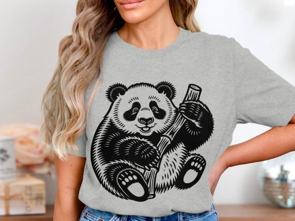 Cute Panda Bear Holding Bamboo SVG Design Element - Image 4