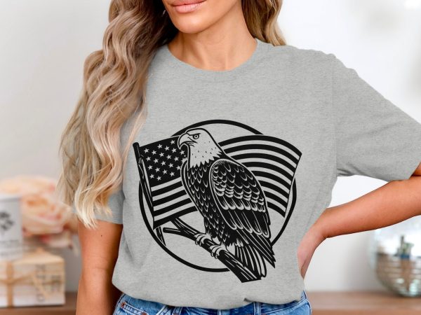 Bald Eagle With Flag SVG Design For Laser & Cutting Machines - Image 7