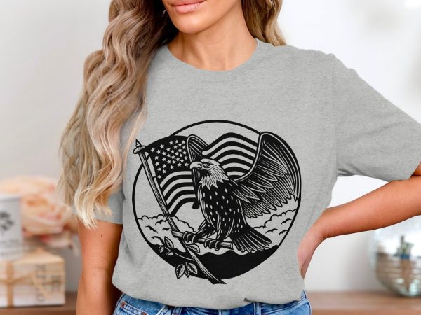 Patriotic Eagle With American Flag SVG Design For Laser & Cutting Machines - Image 7