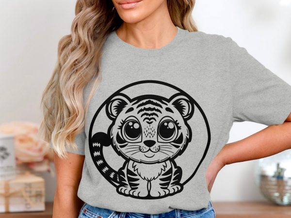 Adorable Kawaii Baby Tiger with Big Eyes SVG Design Element - Image 4