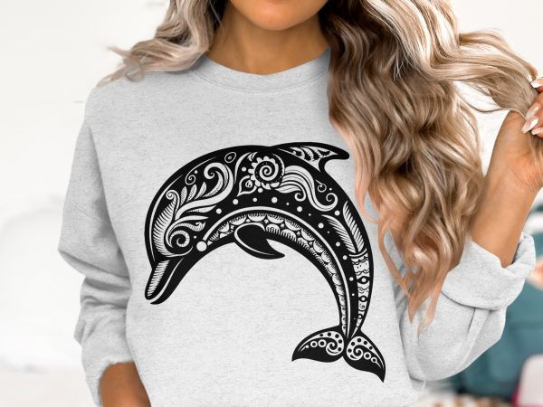 Ornate Dolphin Silhouette Laser SVG Design - Image 5